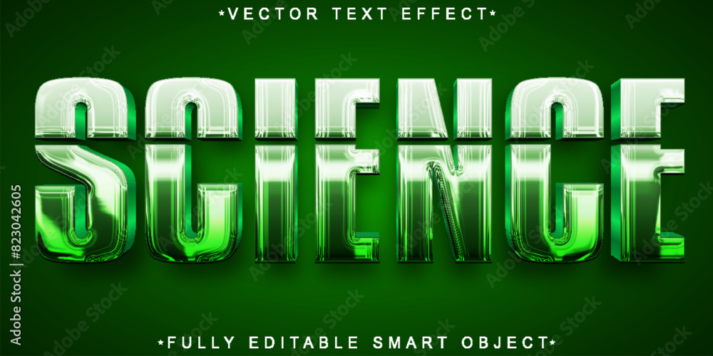 Poster shiny green science vector fully editable smart object text effect