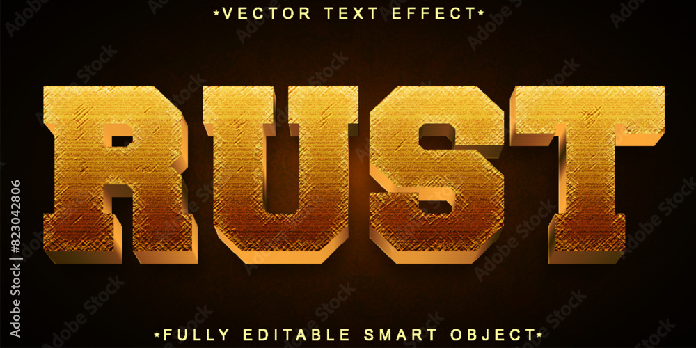 Poster worn shiny rust bronze vector fully editable smart object text effect