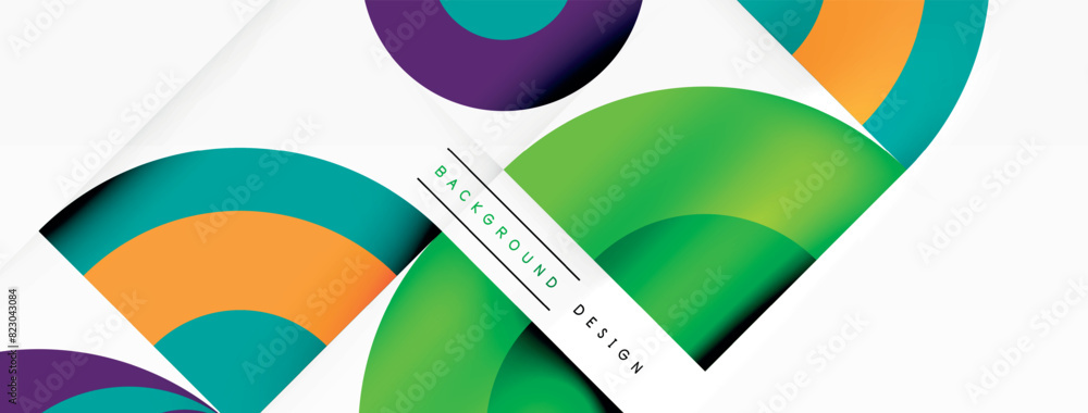 Poster The image consists of a circle that is predominantly green and purple, with a white stripe across it. It is a simple yet visually striking design