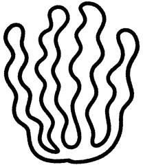 Coral line,Shell line,seaweed line,star fish line,black outline style png summer sea set