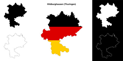 Hildburghausen (Thuringen) blank outline map set