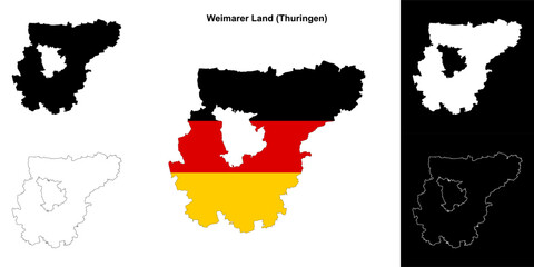 Weimarer Land (Thuringen) blank outline map set