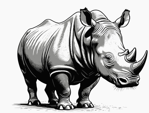 a rhinoceros standing in the middle of a field