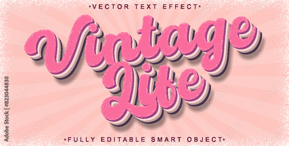 Poster vintage life vector fully editable smart object text effect