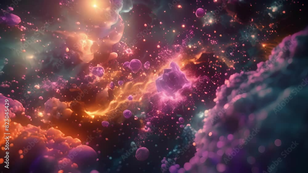 Poster a set of particles floating in a tranquil river of dark matter its soothing properties helping to he