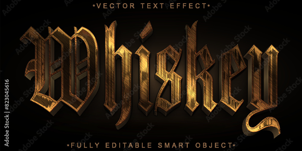 Poster shiny brown oldest whisky vector fully editable smart object text effect