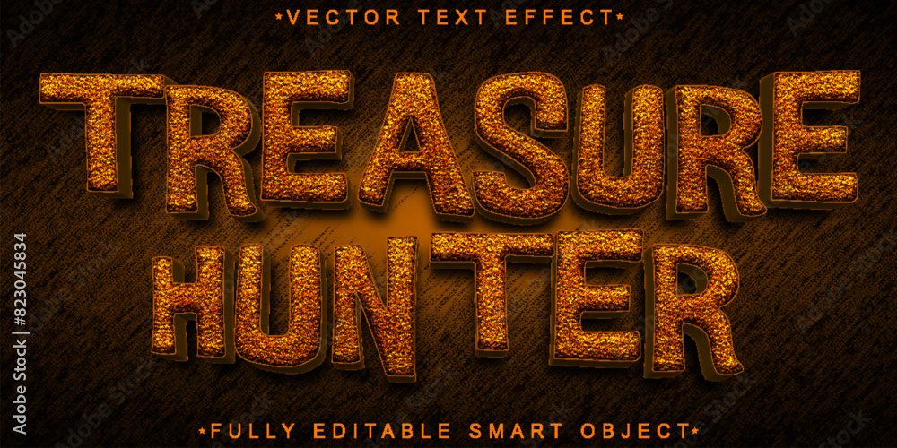 Poster brown treasure hunter vector fully editable smart object text effect