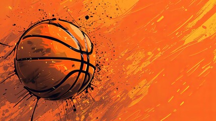 Basketball: Orange basketball with black lines