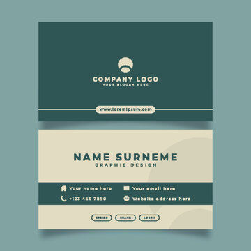 Minimalistic business card template design. Featuring a two-sided layout with a combination of green colors. Vector illustration.