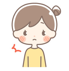 上半身｜びっくりする女性イラスト｜お団子ヘア