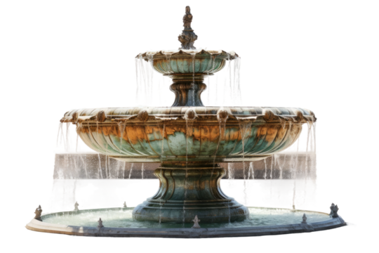Dancing Water: A Whimsical Fountain on a White Canvas on Transparent PNG Background.
