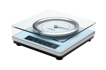 Fototapeta premium Time Balance: A Clock-topped Scale on Transparent PNG Background.