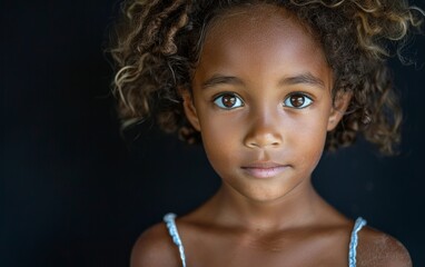 A close-up view of a child with curly hair, featuring detailed strands and texture