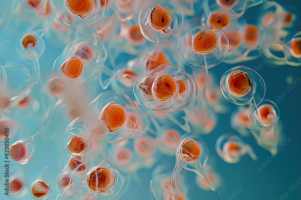 Aufkleber dynamic motion of cells in a time-lapse sequence, Human blood cell macro photography