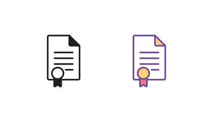 Certificate icon design with white background stock illustration