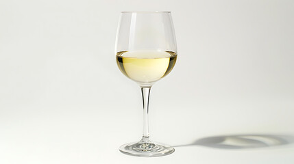 A white wine glass isolated on white background with some shadows. Generative AI illustration