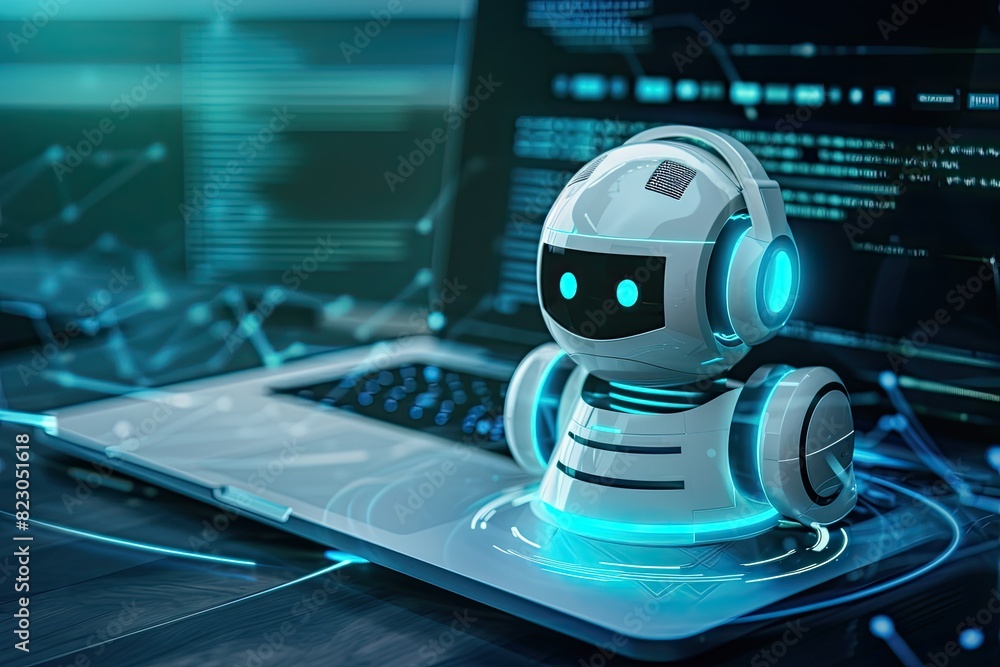 Poster a virtual customer support center with ai chatbots