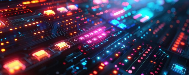 Obraz premium Crowdfunding platform interface, diverse projects, holographic data, vibrant colors, high resolution,
