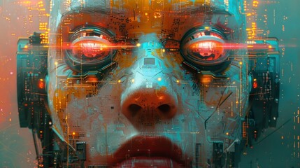 immunity, front view, health defense, futuristic tone, Triadic Color Scheme