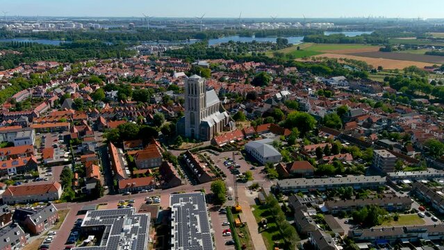 Aerial view of the fortified city of Brielle, South Holland, Netherlands.