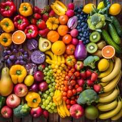 Assorted Fruits and Vegetables Display