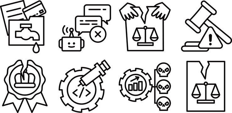 A collection of icons depicting the risks of generative AI.