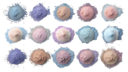 Set of Pastel Dust Splash Elements on Transparent Background