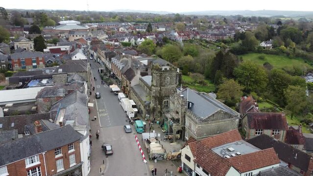 Shaftesbury in Dorset. 4K Drone Footage. 