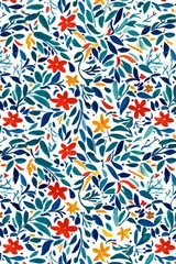 Colorful Floral Pattern on White Background