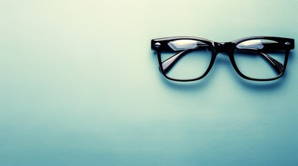  A blue wall holds two pairs of black glasses - Powered by Adobe