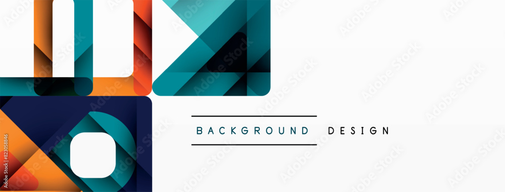 Poster the illustration features a vibrant geometric design with squares and circles set against a clean wh