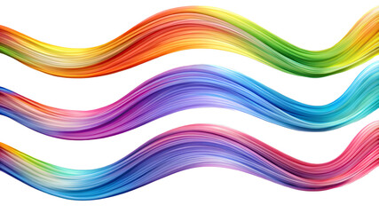 Multicolor Waves Isolated on Transparent Background, ,Collection of Colorful Waves