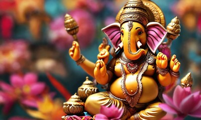 Fototapeta premium happy ganesh chaturthi, ganpati festival