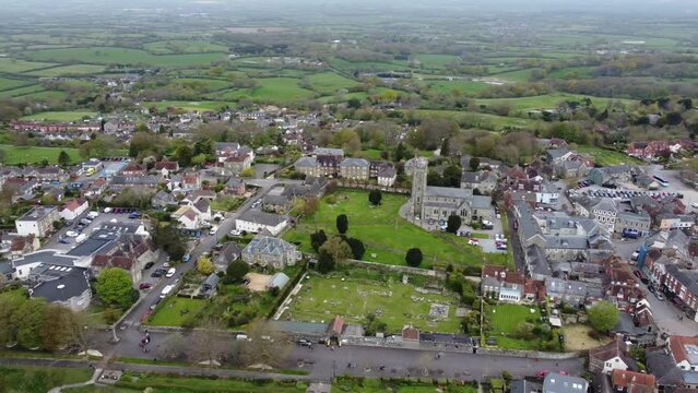 Shaftesbury in Dorset. 4K Drone Footage. 