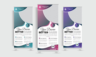 Dl flyer design template. Modern and futuristic formal roll up banner vector design template design.