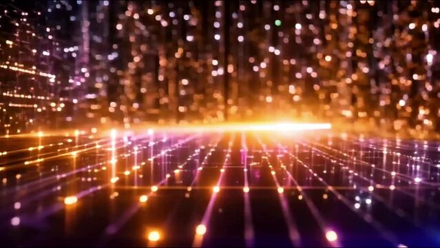 Abstract digital data stream visual. High-speed light particles. Cybersecurity and technology concept.4k JD
