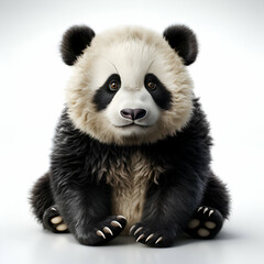 Fototapeta premium Portrait of a giant panda sitting on white background. isolated