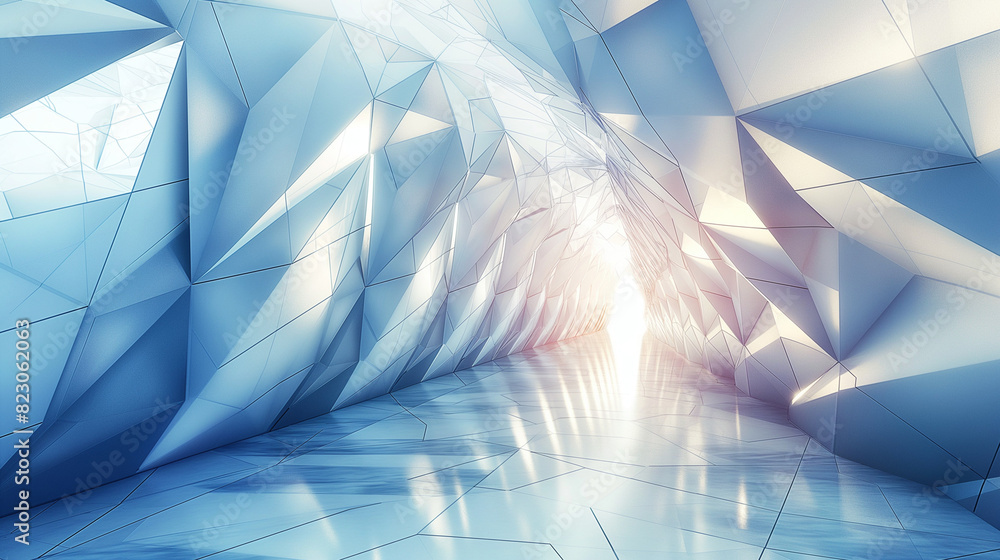 Poster abstract 3d rendering of polygonal architecture background .