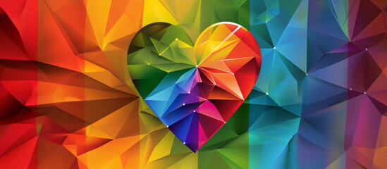 Obraz premium Expansive Pride flag gradient background featuring a colorful heart in rainbow hues.
