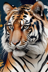 Obraz premium Tiger art poster, illustration design in painting style.