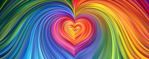 Spectrum of pride colors in a smooth gradient, featuring a central heart in rainbow hues.