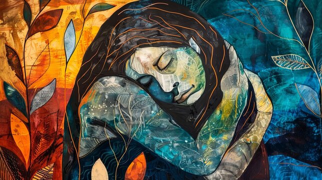 Symbolic images illustrating the journey from trauma to healing. symbols of struggle and resilience