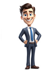 Obraz premium Happy 3d business man. Casual suite. Cartoon character. Transparent background. Generative AI