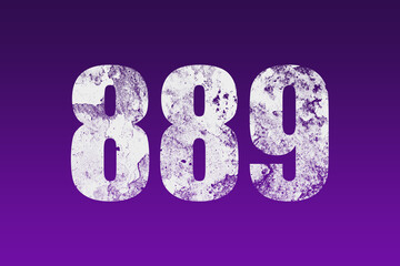 flat white grunge number of 889 on purple background.