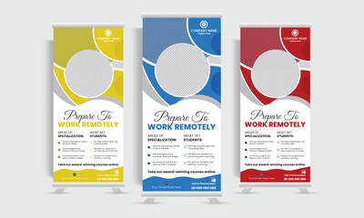 Unique and modern formal roll up banner vector design template. 