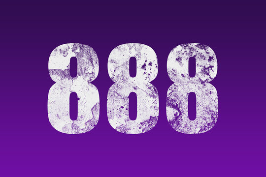 flat white grunge number of 888 on purple background.
