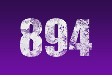 flat white grunge number of 894 on purple background.