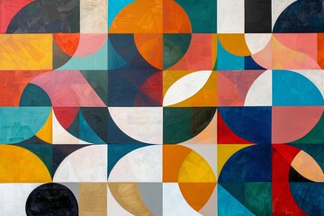 Geometric patterns with contrasting shades creating a vibrant abstract artwork