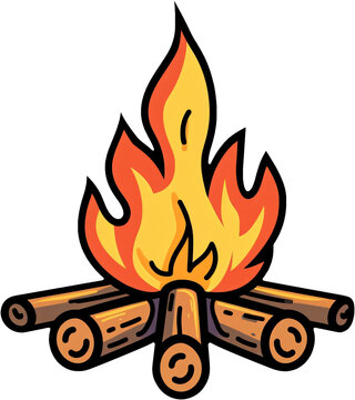 recommend clip art: campfire sticker style illustration