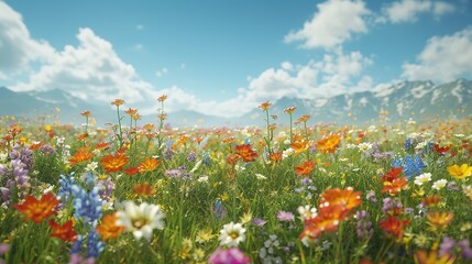 field of wildflowers under a clear sky